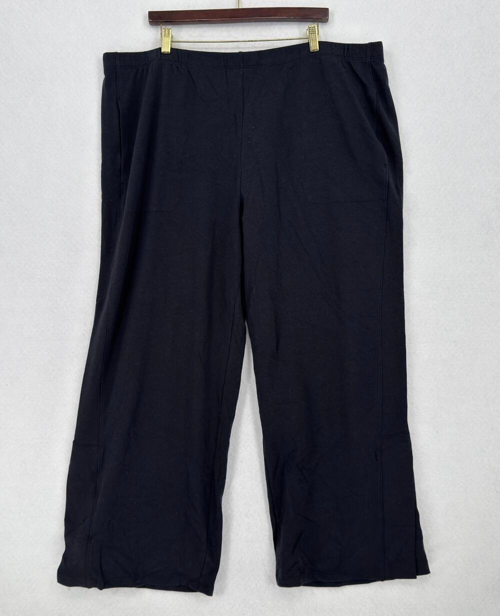 Eileen Fisher Minimalist Black Brushed Terry Crop Straight Leg Pants Sz 2X NEW